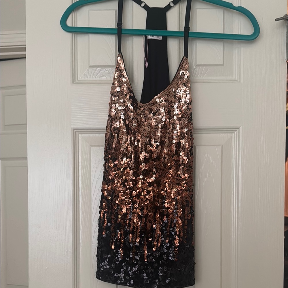 Sequin Halter top in Black and Gold
